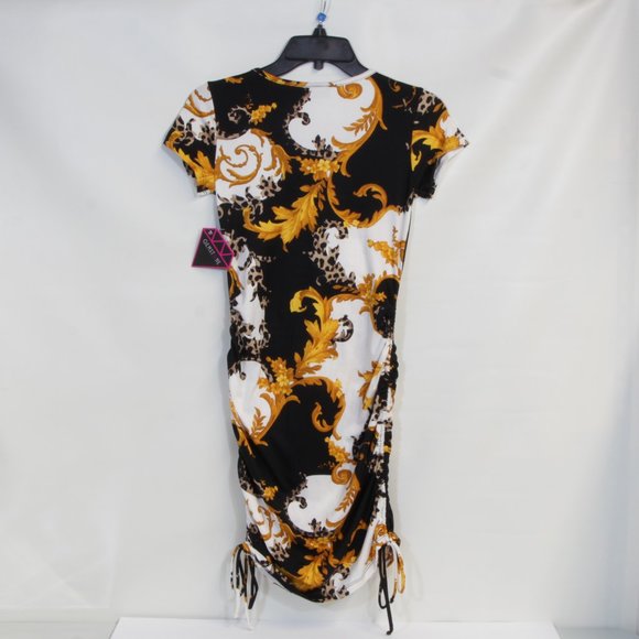 Gemstone Above Knee White Black Baroque Print Mini Dress NWT - Picture 6 of 8
